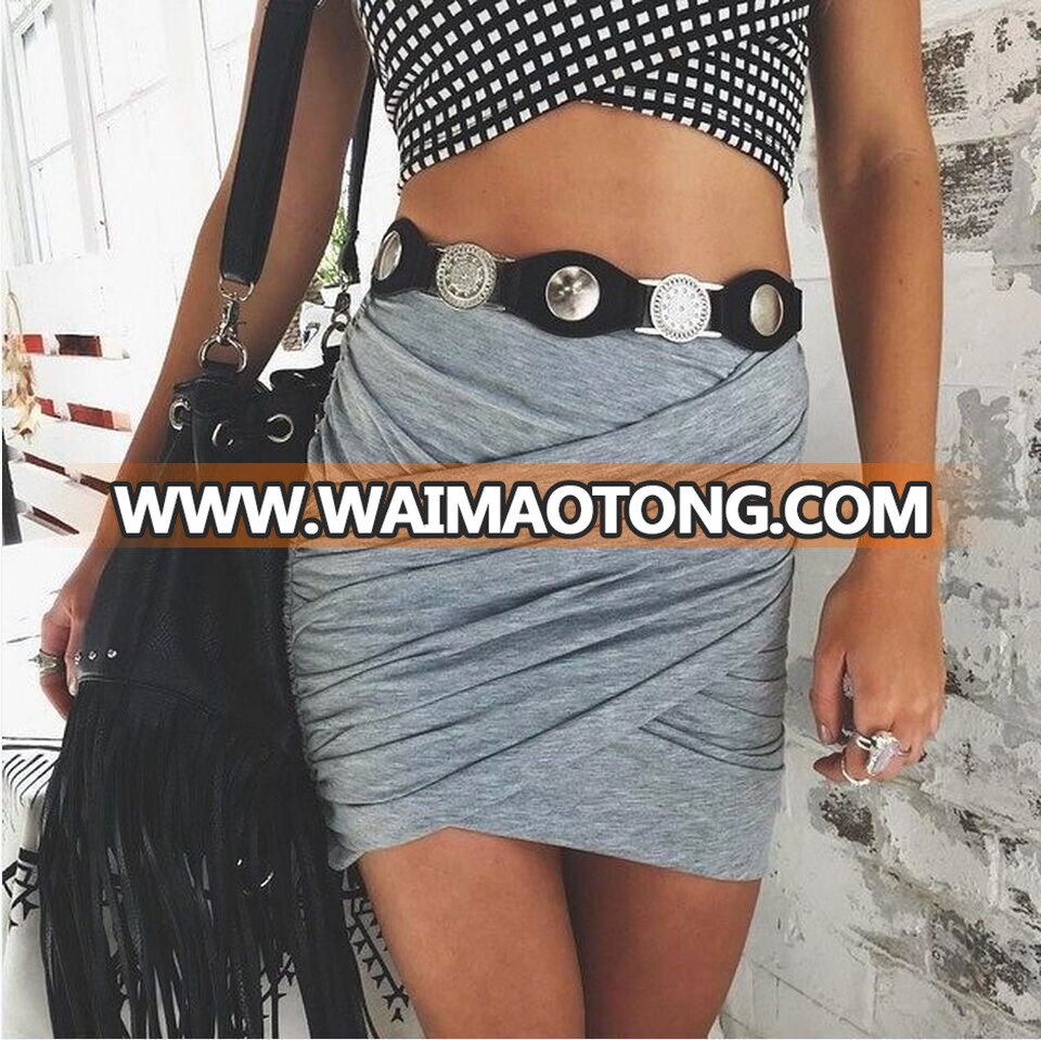 2017 Europe United States Wish Amazon ebay Hot Sale sexy night club Wear pleated hip Tight Mini skirts Women Cross Bodycon Skirt