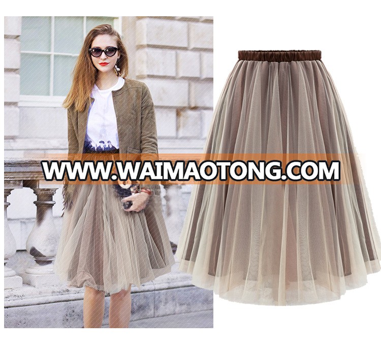 Waimaotong Factory Made Pleated Young Girl Midi Skirts Chiffon Pleated Fashion Skirts Women