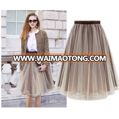 Waimaotong Factory Made Pleated Young Girl Midi Skirts Chiffon Pleated Fashion Skirts Women