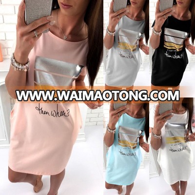 2019 new eBay wish Autumn plus size dress skirts short sleeve gilded waist pockets casual women dresses ladies long dress shirt