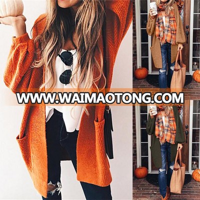 Amazon WISH Autumn winter sweater woman open new 3 color fancy warm tops fashion loose knit long sweaters for ladies outwear